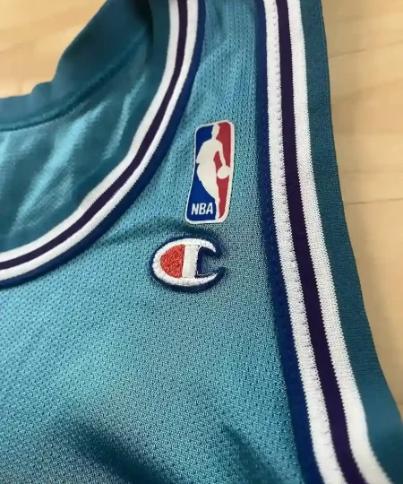 Logos brodés et détails marque Maillot NBA Larry Johnson Charlotte Hornets 1991-1995