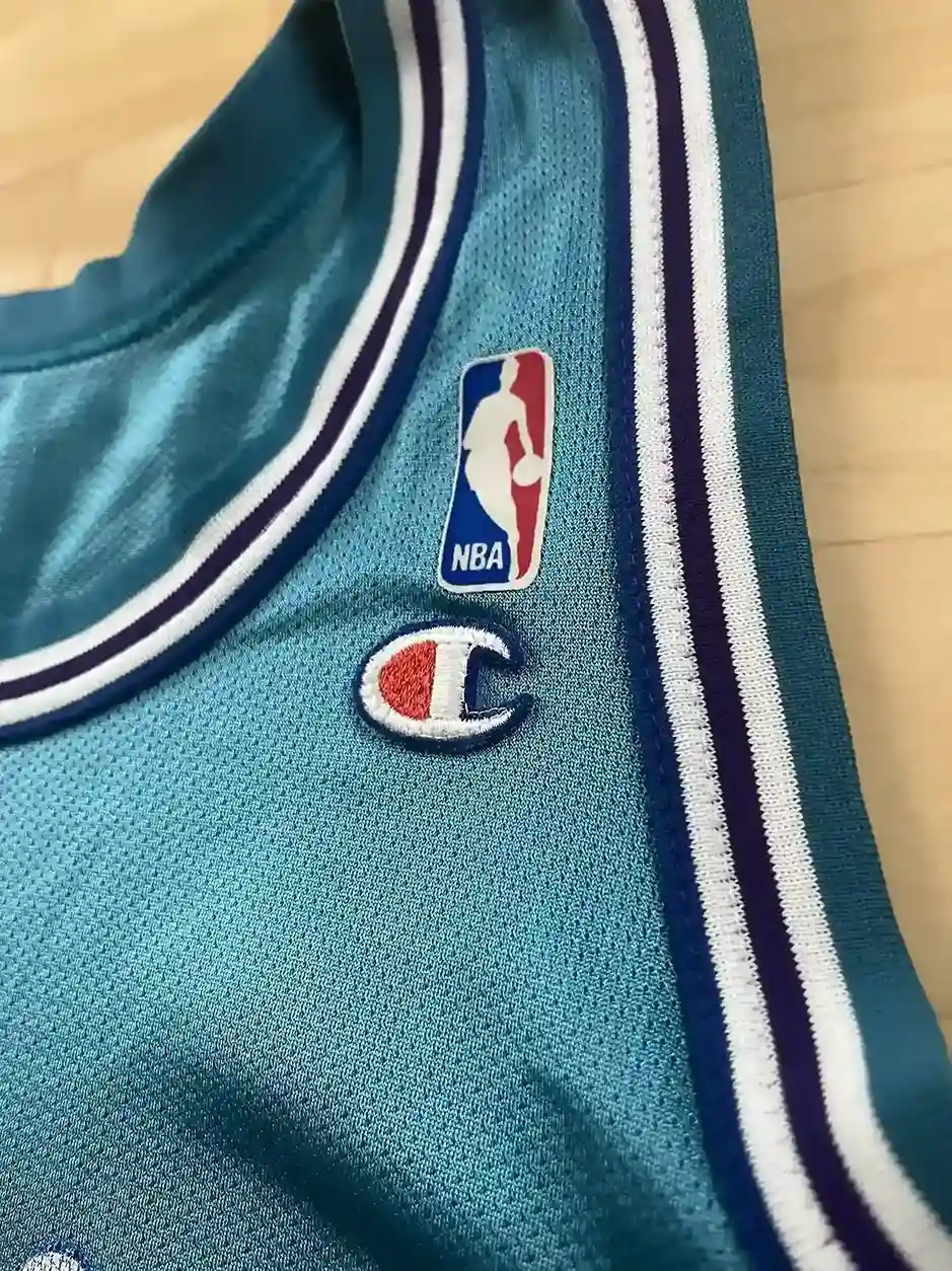 Logos brodés et détails marque Maillot NBA Larry Johnson Charlotte Hornets 1991-1995