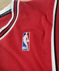 Logos brodés et détails marque sur Maillot NBA Derrick Rose Chicago Bulls 2010-2014