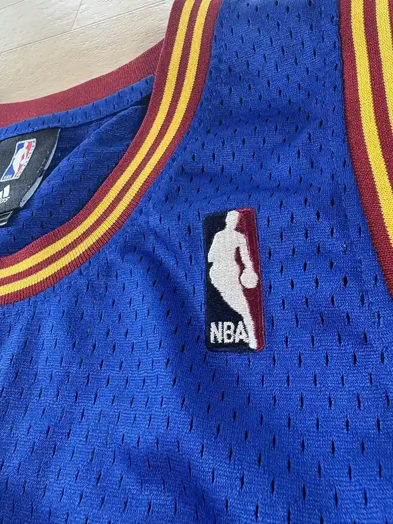 Logos brodés et détails marque Maillot NBA LeBron James Cleveland Cavaliers 2008-2009