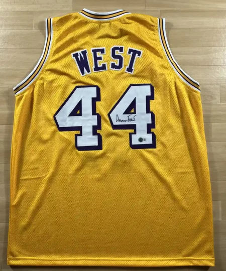 Maillot NBA Jerry West (dédicacé) Los Angeles Lakers 1960-1974 dos nom et numéro