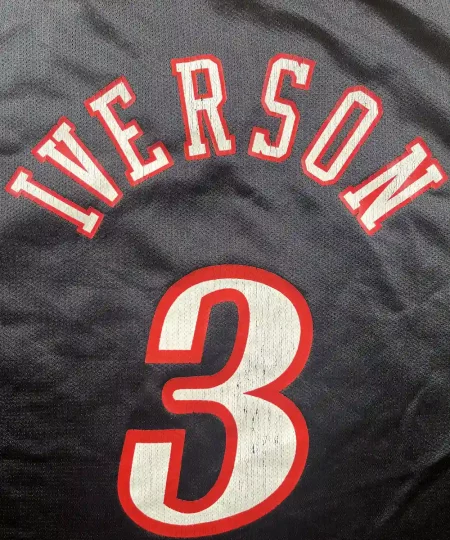 Détail flocage occasion Maillot NBA Allen Iverson Philadelphia 76ers (Version US) 2000-2002